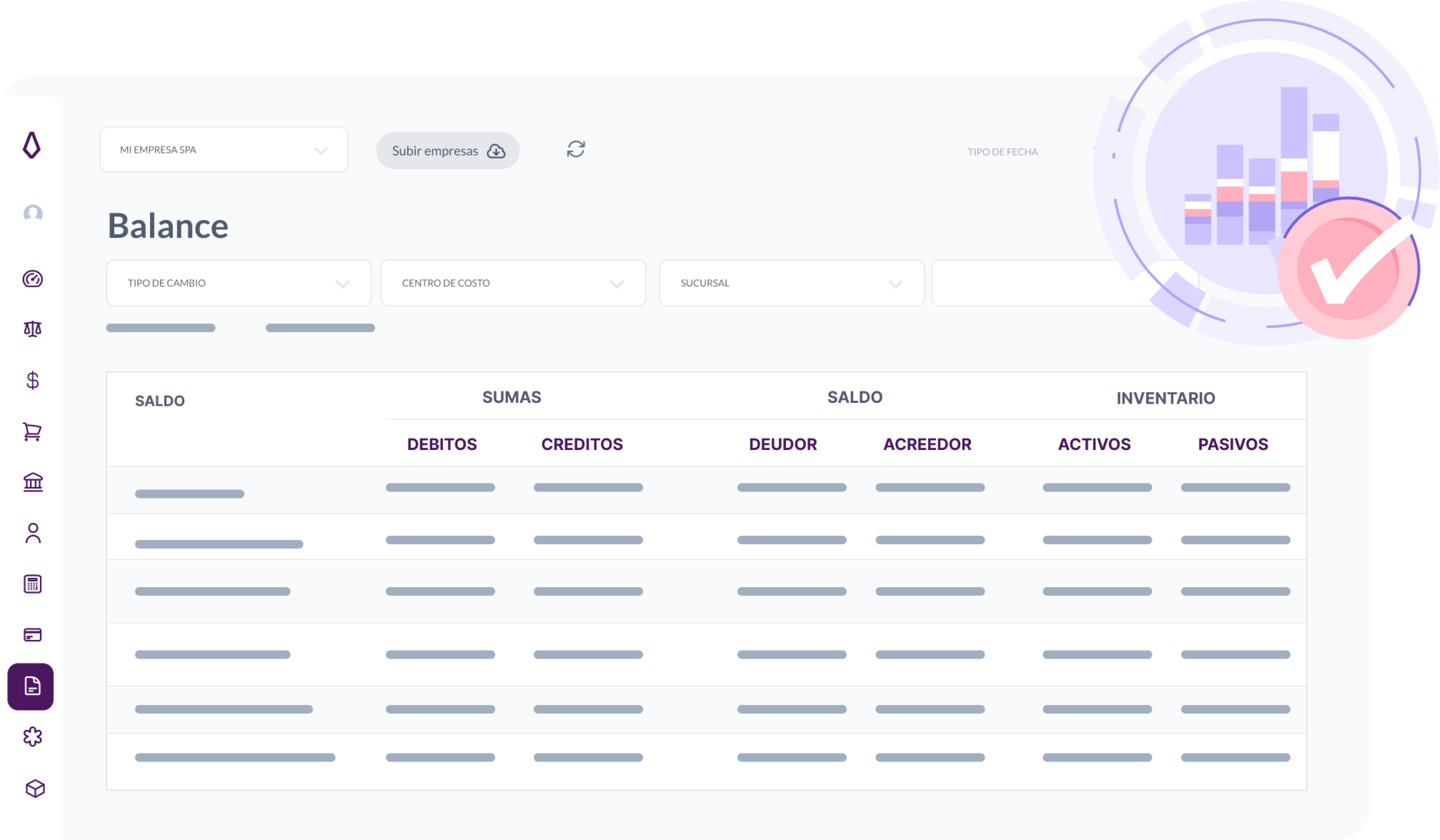 Balance al día en plataforma Cymasuite