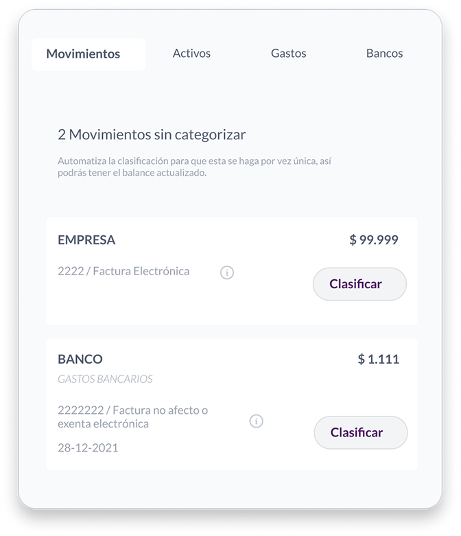 Tab Dashboard movimientos